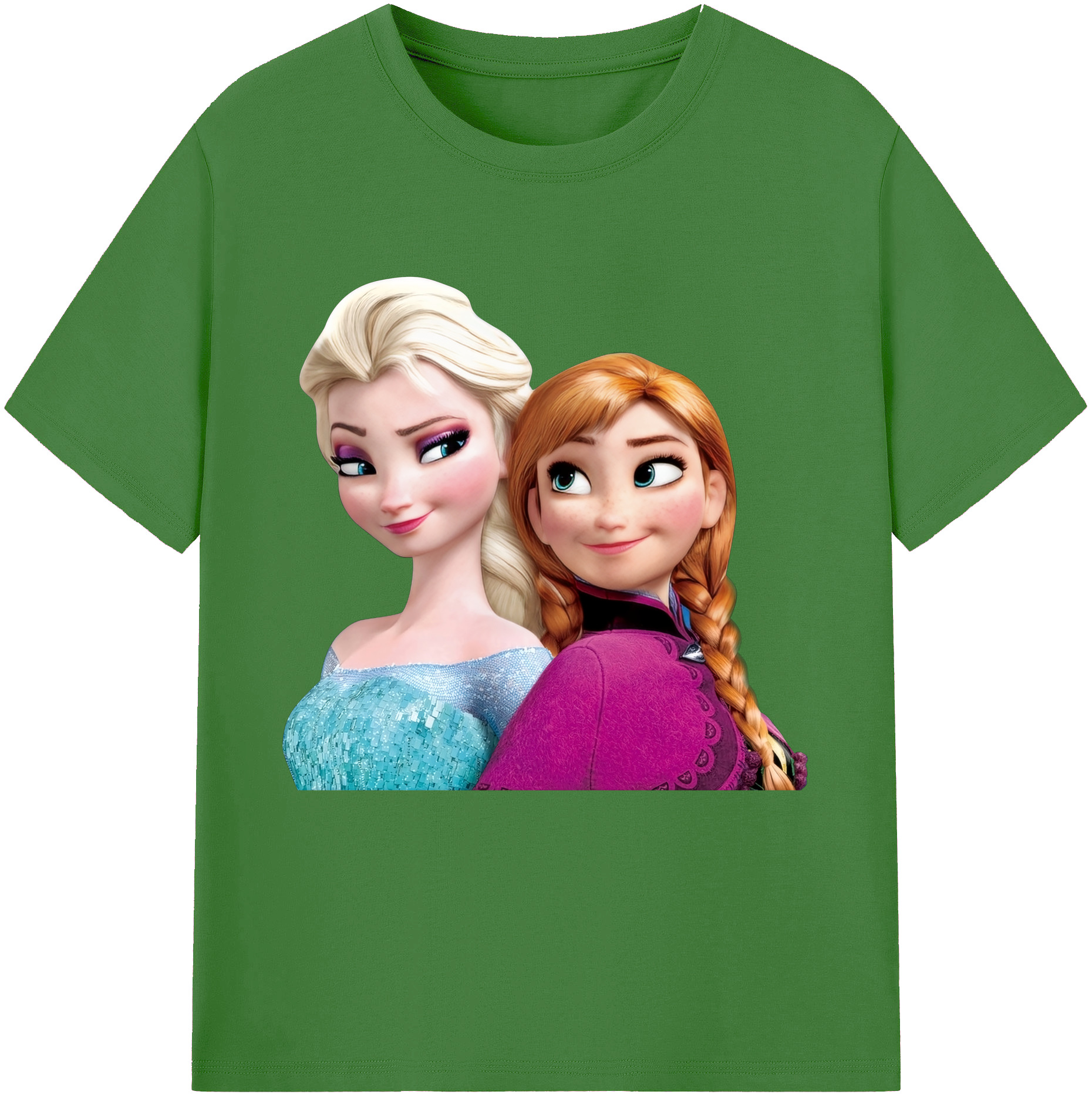 （画像用） アナと雪の女王 アンナ エルサ Frozen Anna Elsa レディースカジュアルプリントTシャツ（綿100％）